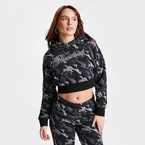 Hoodrich Eden Cropped Womens Hoodie Black/Grey  Camo-‎ HW0521 001  Large